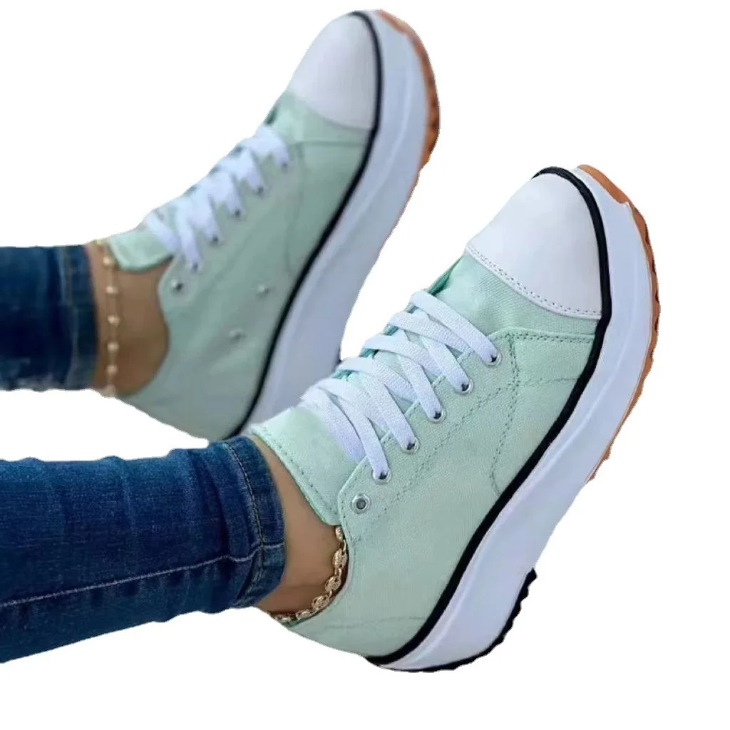 Sneakers Women Shoes 2022 Solid Canvas Shoe Casual Women Sport Shoes Flat Lace-Up Adult Zapatillas Mujer Chaussure Femme