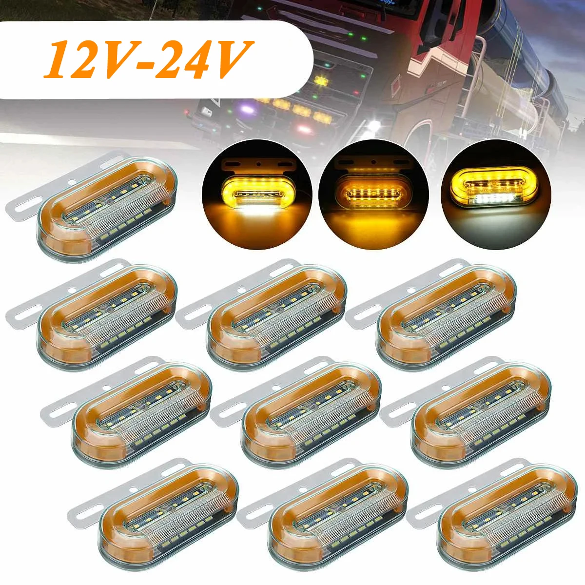 

12V 24V LED Car Truck Side Marker Lights Car External Lamp Warning Tail Light 3 Modes Trailer Signal Indicator Light 4pcs/12pcs