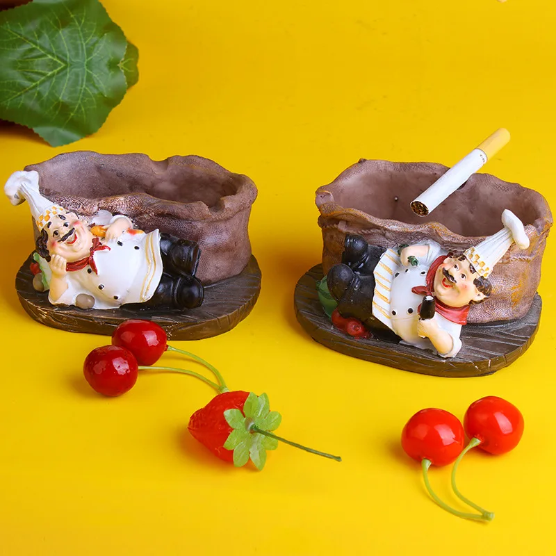 

Cartoon Creative Chef Ashtray Kitchen Chef Series Home Decoration Restaurant Table Desktop Decoration Resin Embellishments