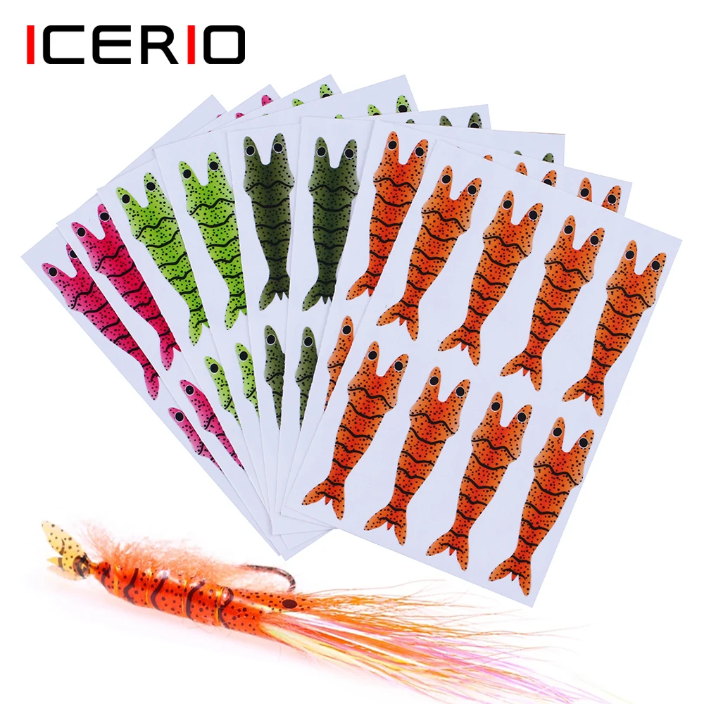 

ICERIO Green Orange Pink Olive Shrimp Back Thin Skin Film Fly Fishing Body Wrapping Material for Prawn Scud Nymph Flies S M L XL