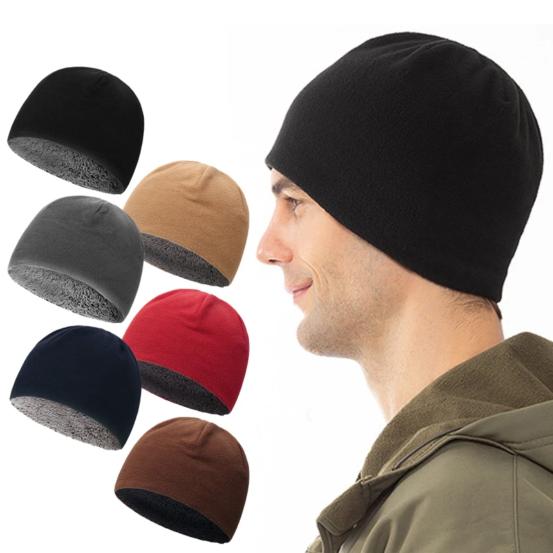 

Осенне-зимняя Флисовая теплая флисовая шапка для мужчин флисовая шапка Толстая Теплая Лыжная Шапка мужская шапка подарок новинка