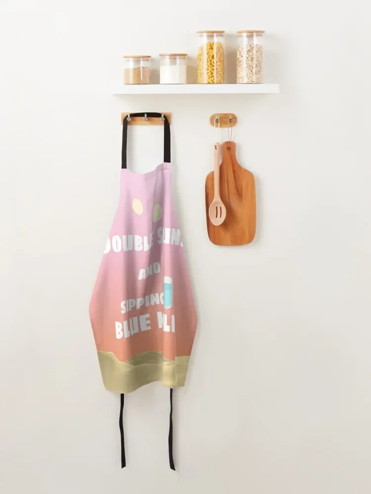 Фартук с двойными солнцами и синим молоком кухонный фартук для женщин мужчин