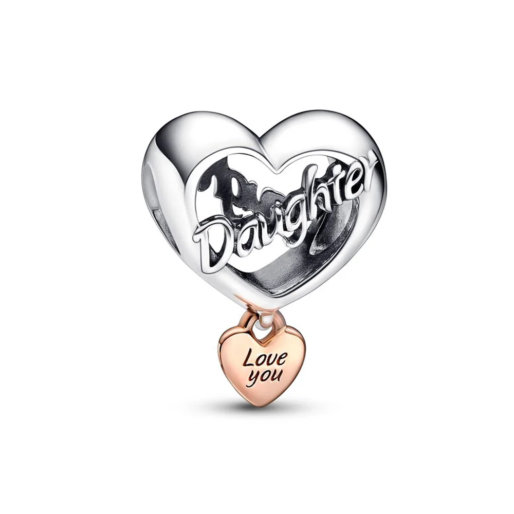 

Подлинный подвеска в виде сердца с надписью «Love You дочь» подходит для женского браслета Пандоры, подарочное ювелирное изделие «сделай сам»