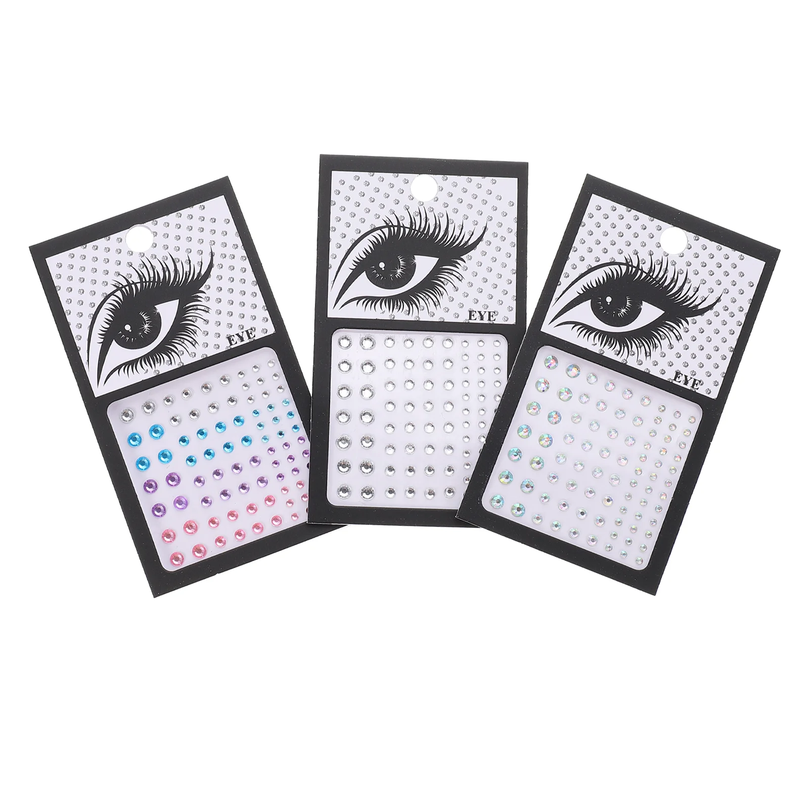 

3 Sets Eye Makeup Stickers Decorative for Corners Gems Face Pearl Moon Exquisite Decals Self-adhesive Rhinestone Resin Miss