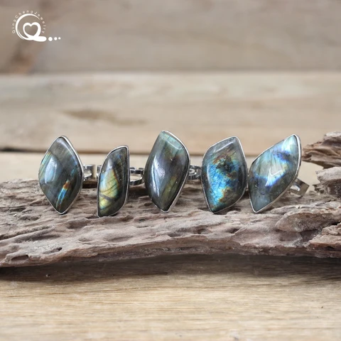 Кольцо из натурального Лабрадорита, лечебный камень, драгоценные камни, серебристые, с изменяемым размером кольца на палец, женская бижутерия, дропшиппинг, QC4034