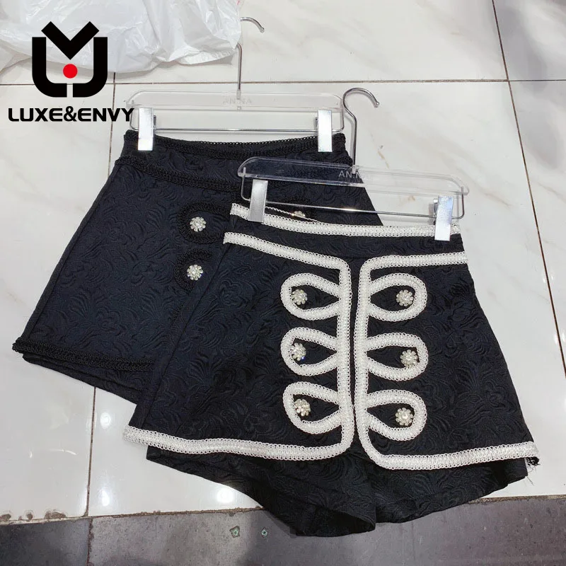 

LUXE&ENVY Rows Summer New British Style Embroidery Pattern Light Bottom Pants Half Skirt Short Women 2023 Autumn