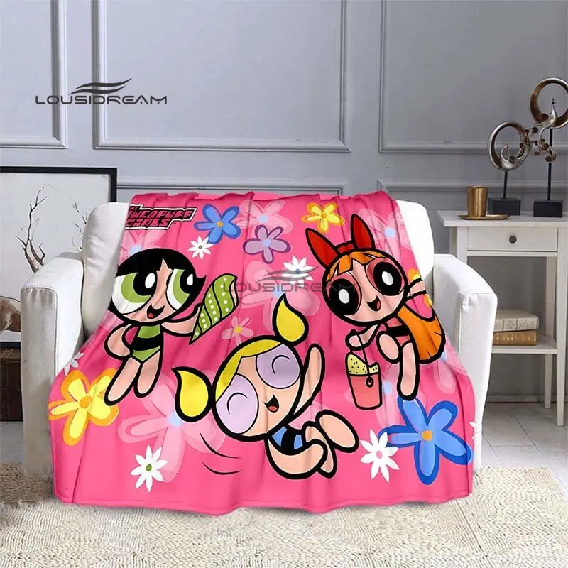 

Powerpuff Girls Cartoon Throws Blanket Fashion Cute Blanket Bed Adults and Children Bedroom Living Room Decoration Sofa Warm