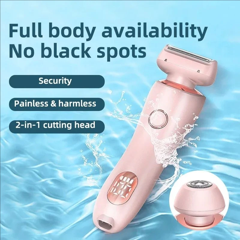 2-in-1 painless home hair removal device for women trimming and shaving electric depilator pubic armpit