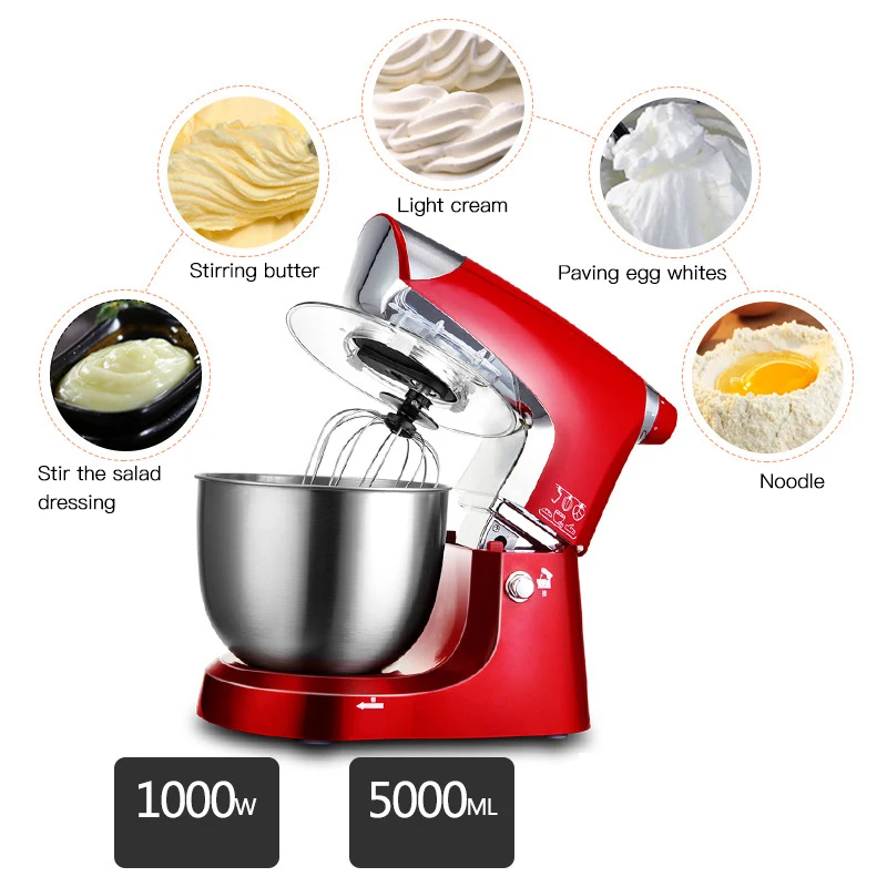 

Big Discount Food Processor 5L 1000W Kitchen Stand Mixer Blender Cream Egg Whisk Cake Dough Kneader Bread Maker