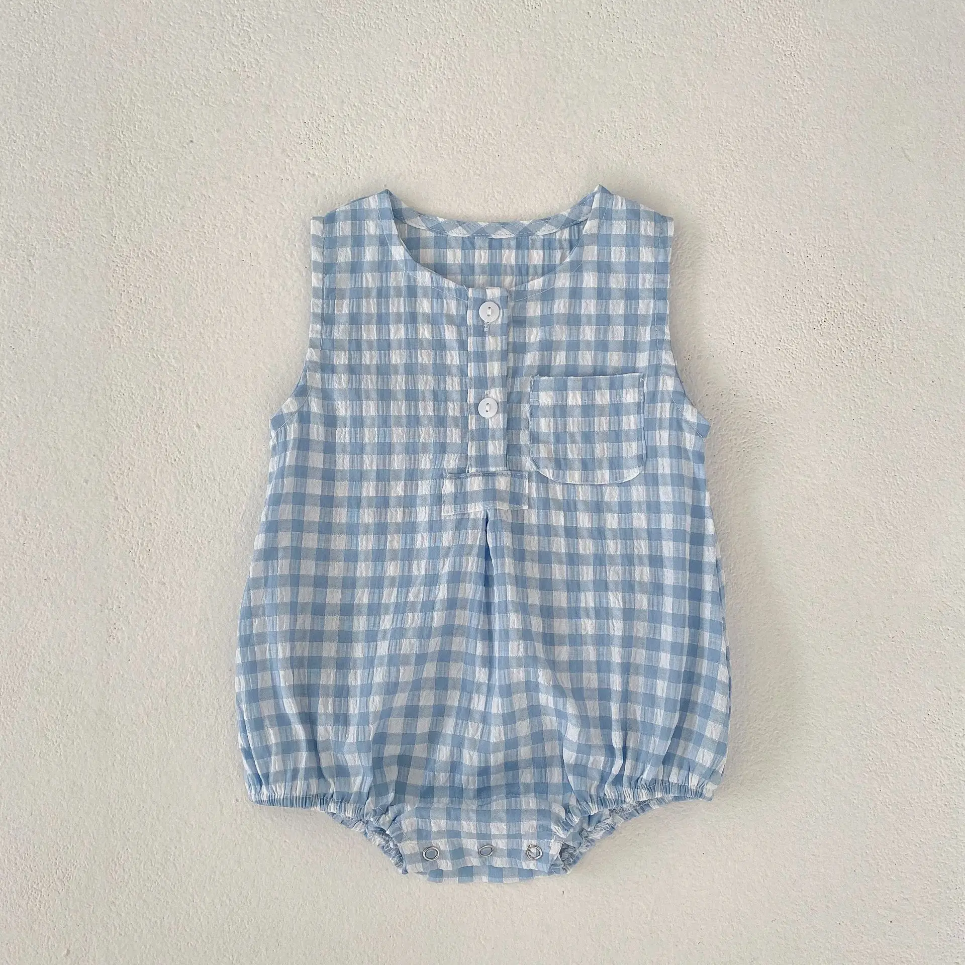 

Детский комбинезон без рукавов, с карманами, в клетку