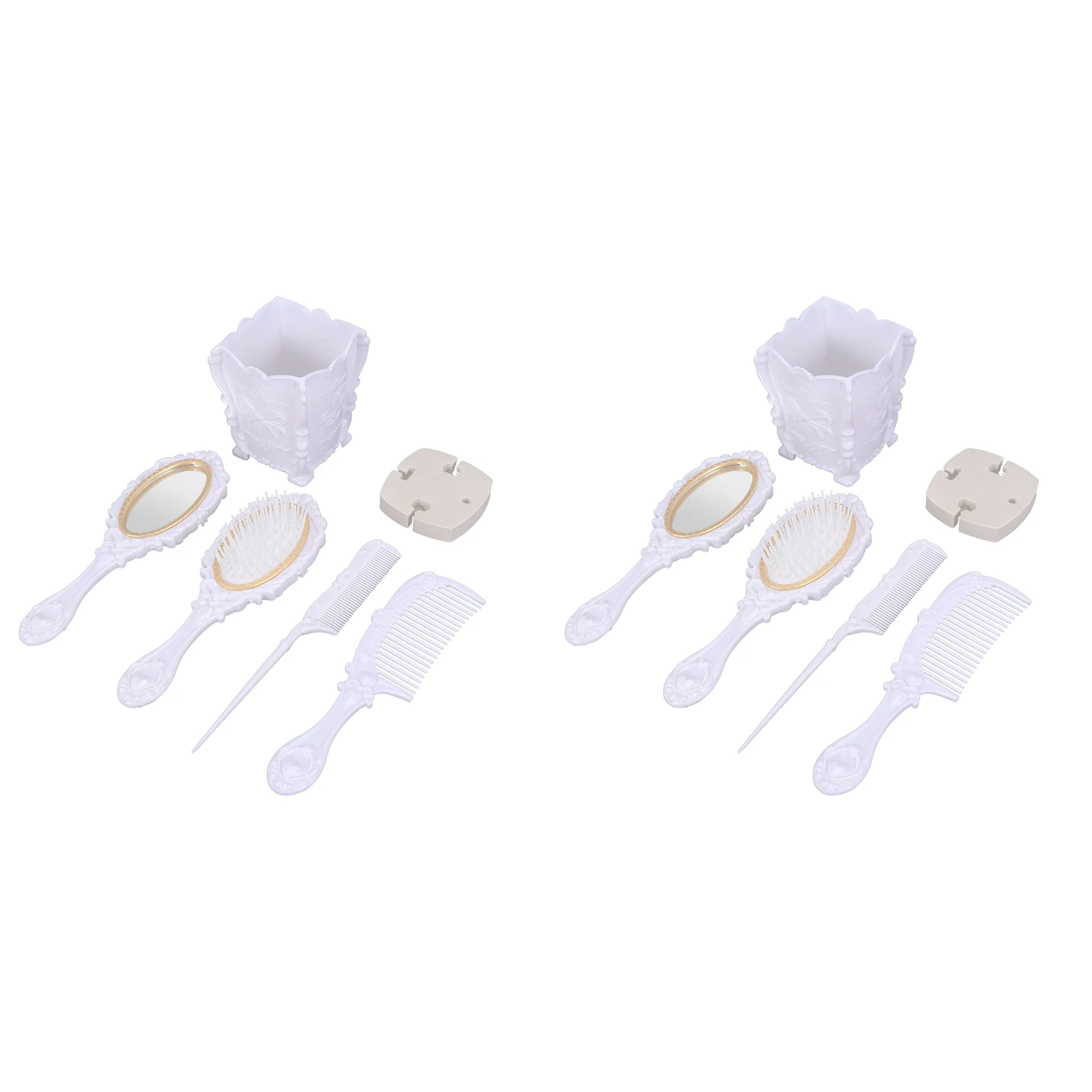 

8Pcs Hair Brushes Comb Set Ladies Hair Care Massage Hairbrush With Mirror Wet/Dry Curly Styling Tool-White