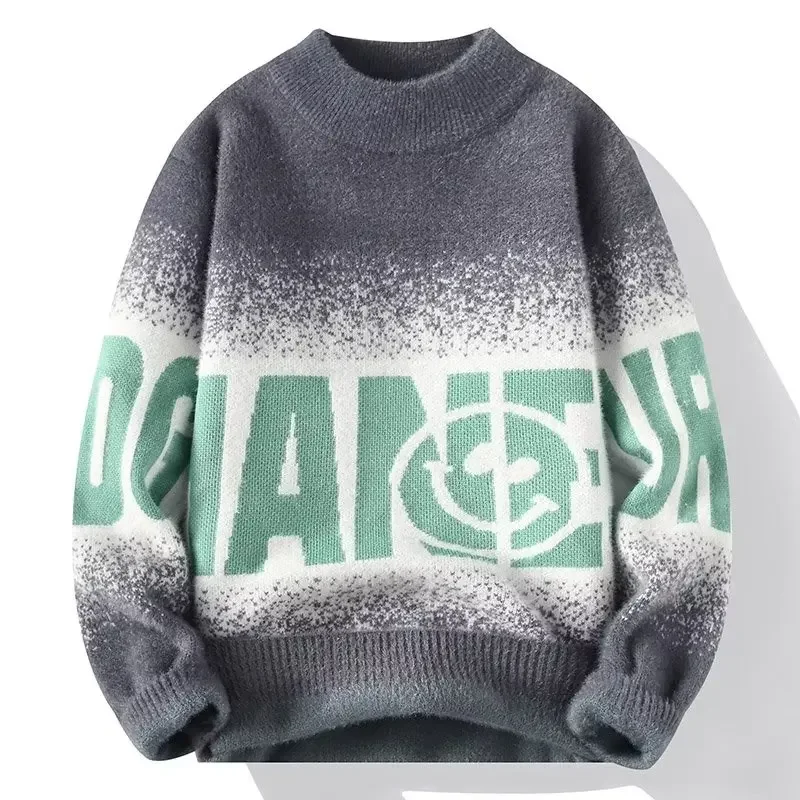 

Мужской плюшевый свитер, теплый пуловер с надписью, в японском стиле, Осень-зима 2023