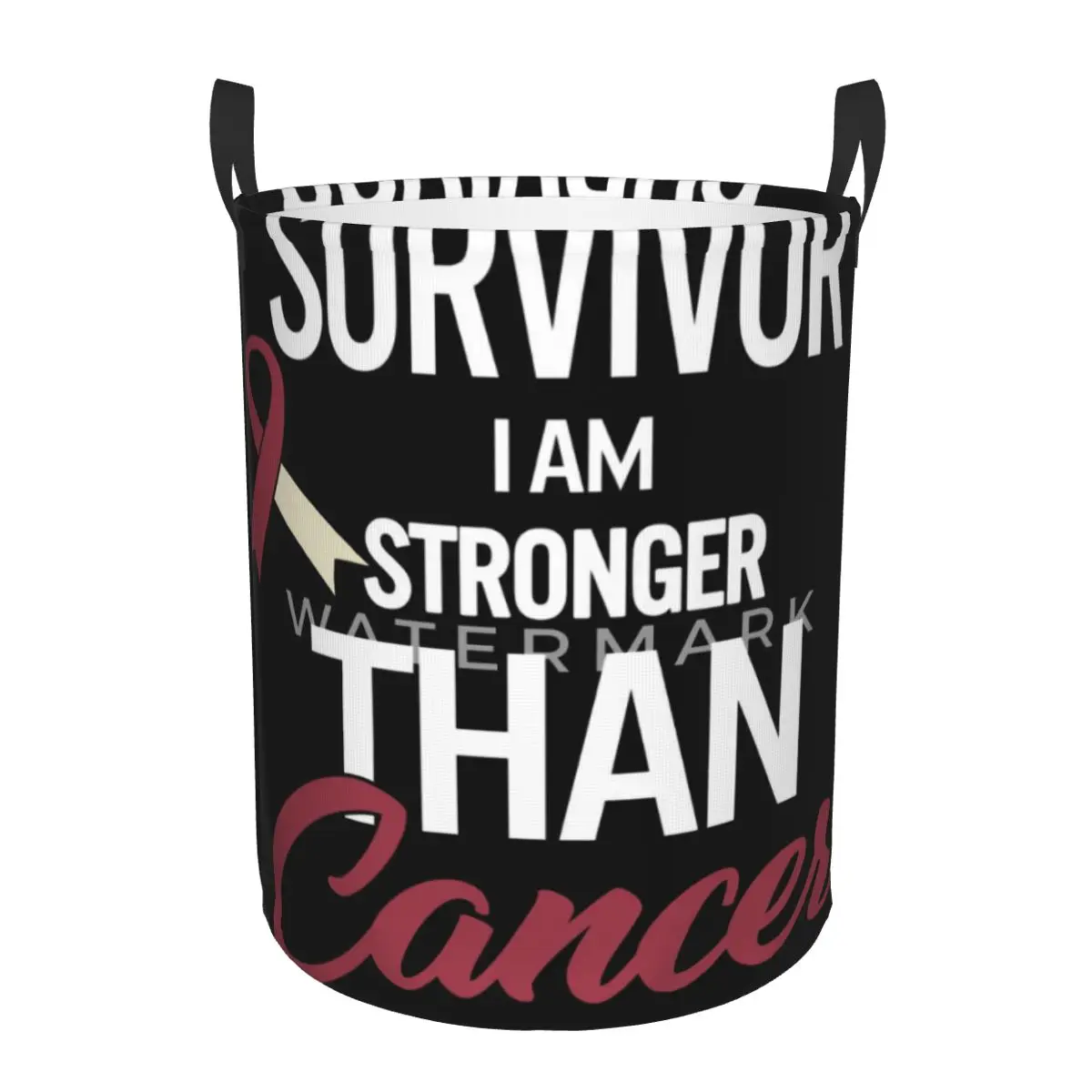 

Throat Cancer Survivor I Am Stronger Than Cancer Circular hamper,Storage Basket With Two handles bathrooms books