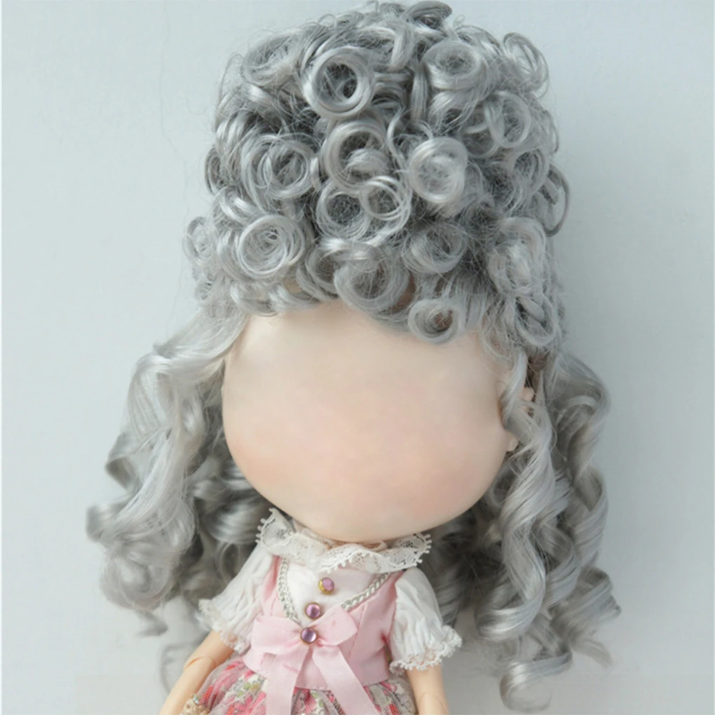 

Dress up Doll Curly Hair Removable Girl Toy Vintage Style Solid Color Wig Head Decoration Accessories Spare Parts Dark Brown