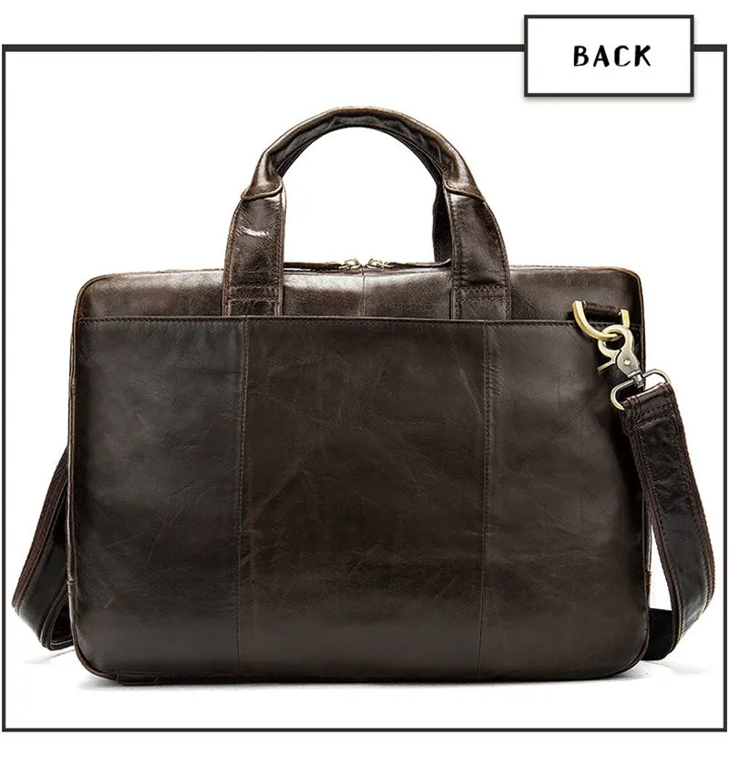 Vintage genuine leather men's large capacity briefcase work laptop handbag casual travel luxury real cowhide messenger bag