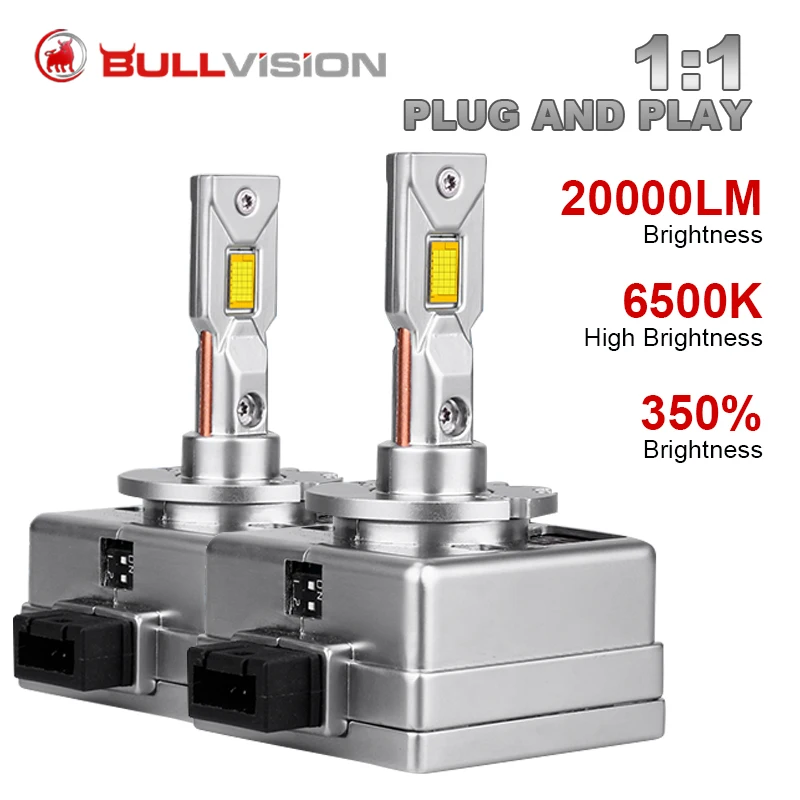 

Светодиодные лампы Bullvision D3S D2S светодиодный 1s D4S D2, лампы D3, лампы для автомобильных фар, 20000 лм, Сверхъяркие фары для VW AUDI BMW Hyundai