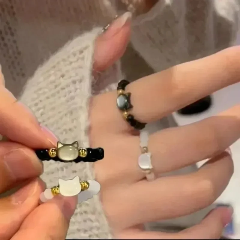 2 шт. кольцо с бусинами в виде натурального лунного камня