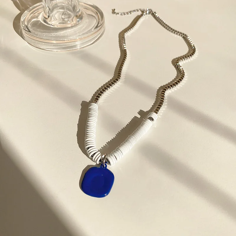 

Jewelry Gift Luxury Hip Hop Trend Klein Blue Pendant Minority Necklace Women's Simple Fashion Clavicle Sweater For Women