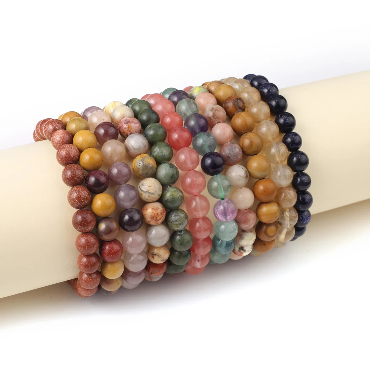 

Trendy Natural Stone Bracelet Round Amethysts Tiger Eye Opal Bead for Women Tribal Reiki Healing Bracelet Jewelry Gifts