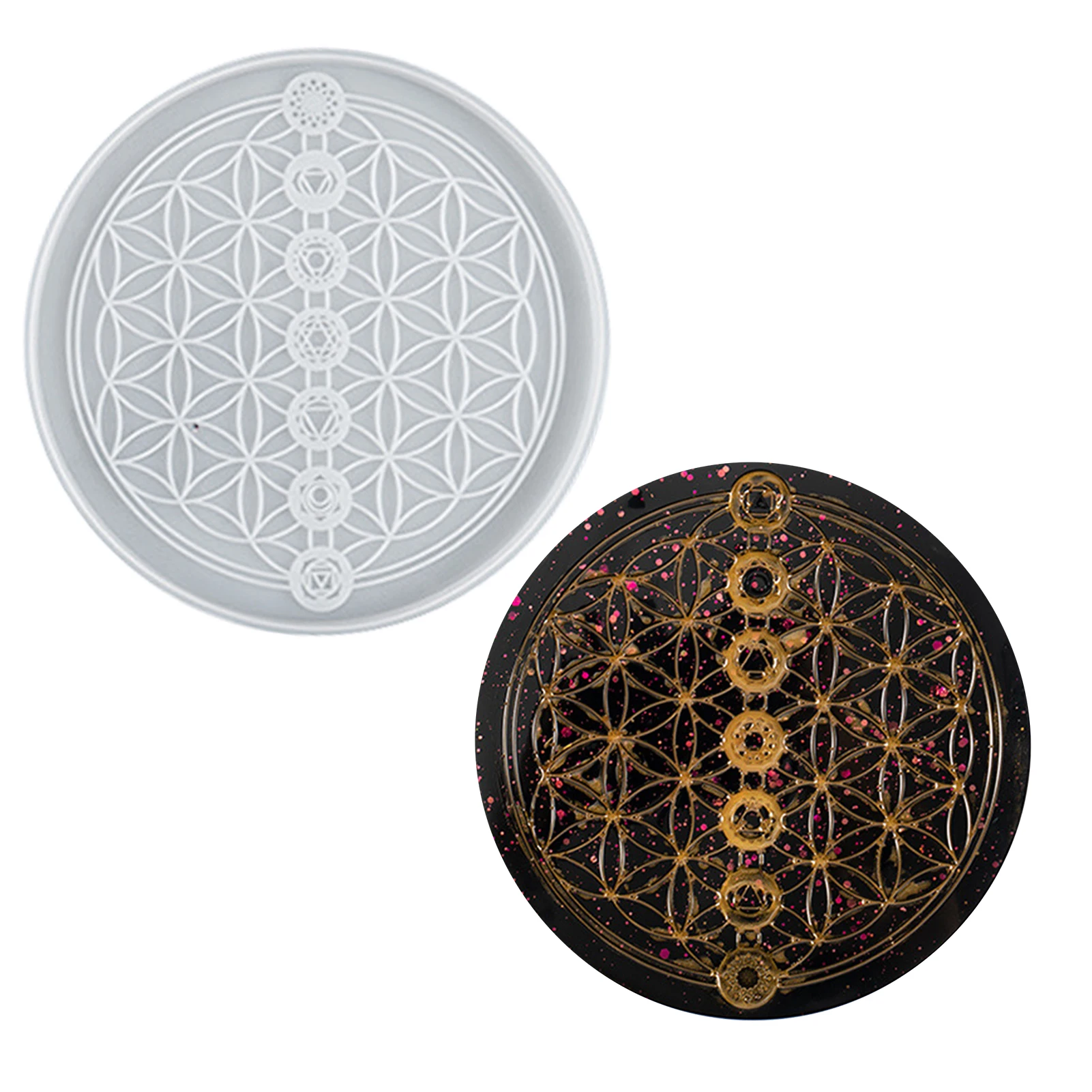 

Tarot Divination Mat Resin Mold Large Pendulum Board Silicone Mold Flower of Life Coaster Epoxy Resin Mold for Casting DIY Craft