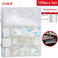 100pcs set tie bases mount 3m glue wire removable self adhesive wall holder car fixing seat clamps suction positioning sucker