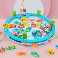 montessori educational wooden toys magnetic fishing board toy game kids 3d fish baby montessori toys for kids toys