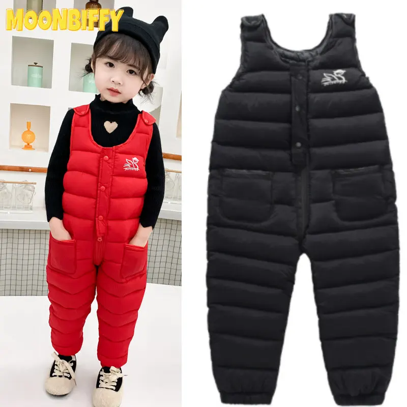 

Winter Children Warm Overalls Autumn Girls Boys Thick Pants Baby Girl Jumpsuit For 1-5 years High Quality Kids Ski Down Overalls