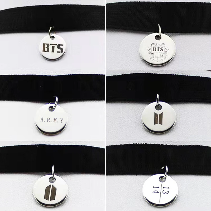 

K-pop New Stainless Steel Necklace ARMY JIMIN Disc Tag Pendant Neckband Celebrity Accessories Gift BTS-1314
