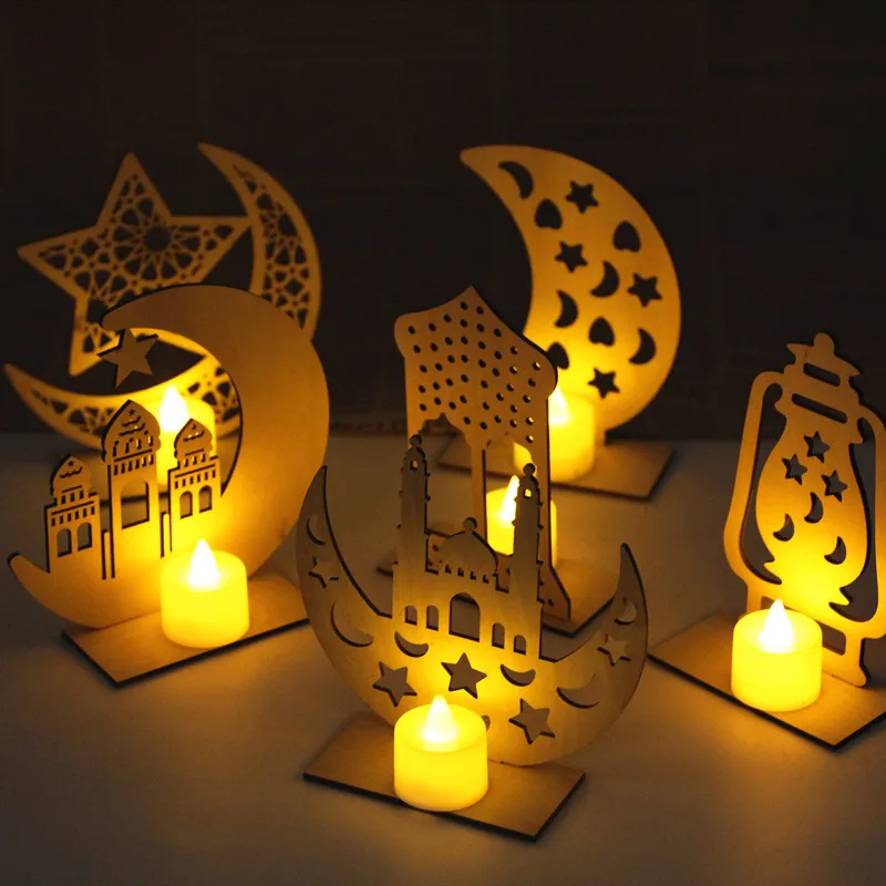 

Ramadan Eid Mubarak Decoration 2023 Home Wooden Table Holder Moon Plaque Hanging Ornament Islam Muslim Event Party Supplies