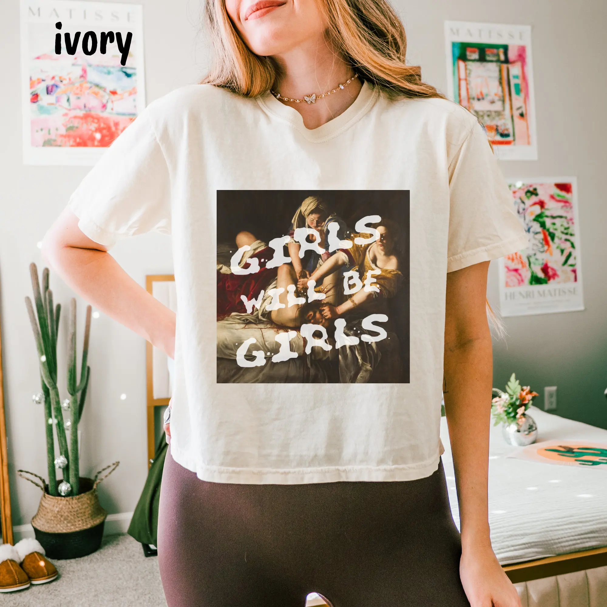 Футболка Girls Will Be Boxy Judith Beheading Holofernes Crop Unhinged Feminist Girl Power Comfort Colors Burn The Patriarchy