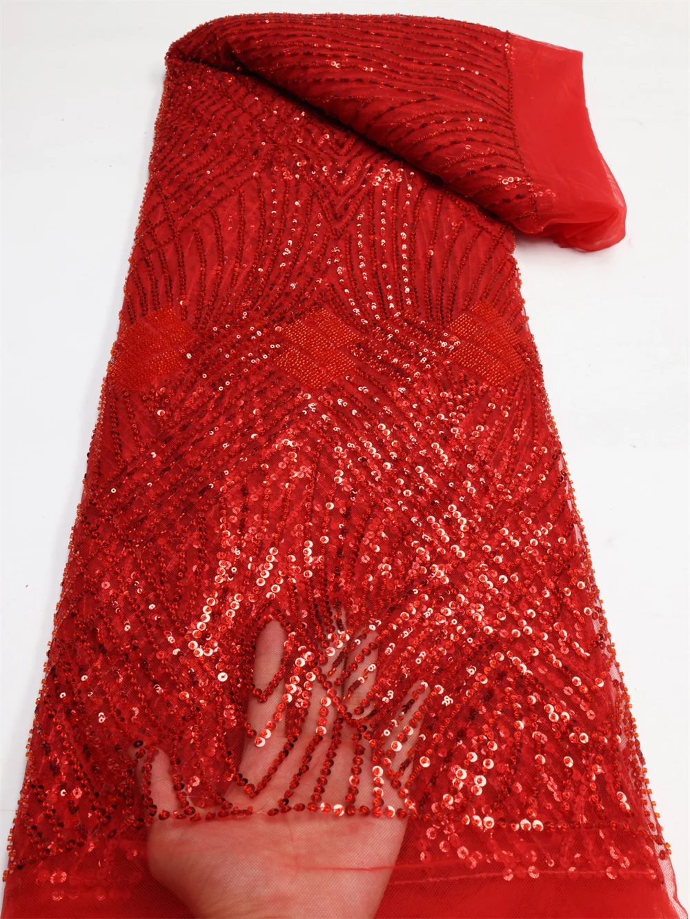 

African Beaded Lace Fabric Embroidered Nigerian Lace Fabrics Bridal High Quality French Net Lace Fabric Dress 5 yards LY1698