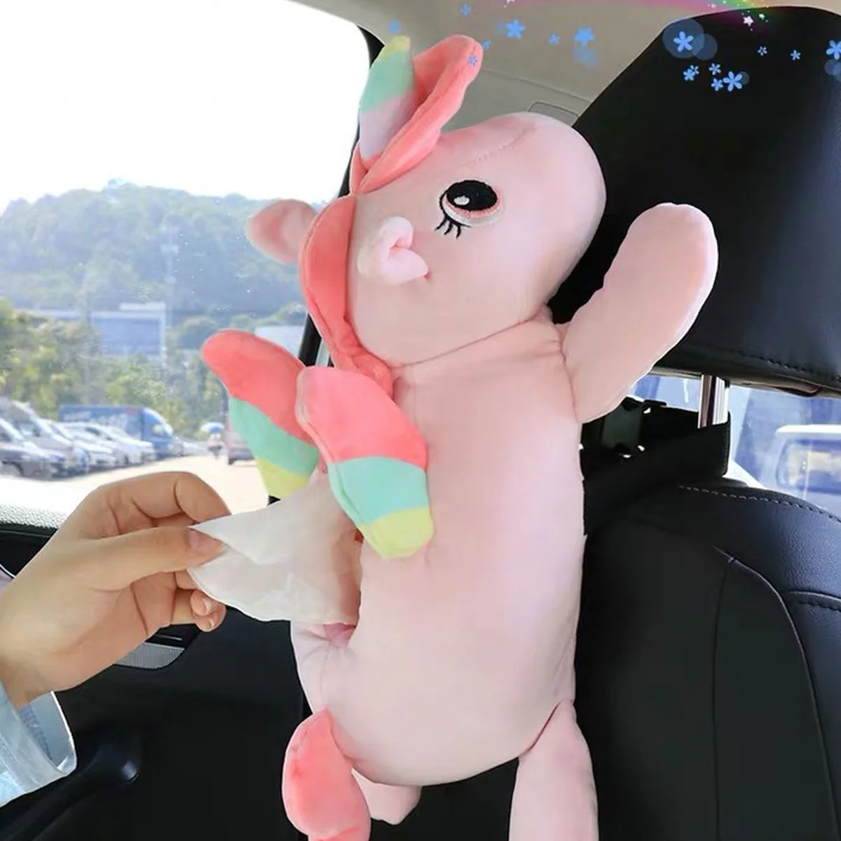 

1Pc Car Tissue Box Creative Unicorn Paper Towel Box Seat Back Tissue Paper Box