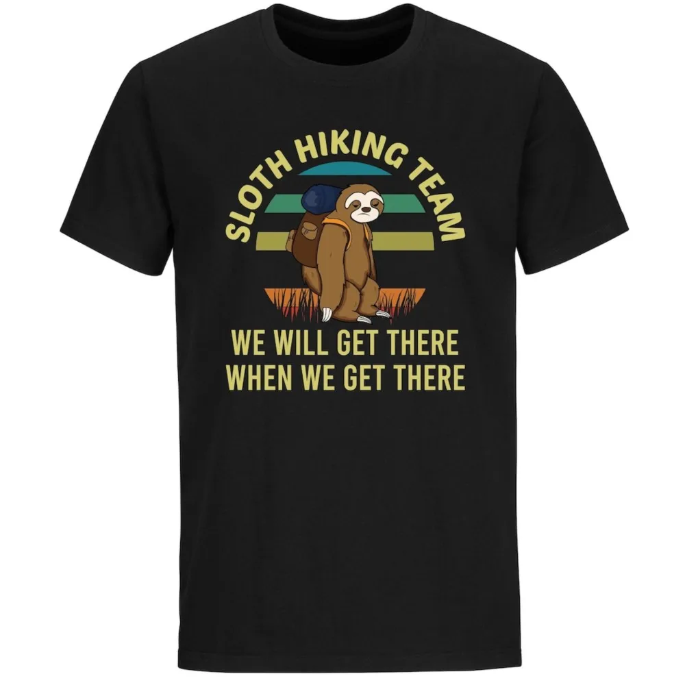

Sloth Hiking Team We Will Get There When We Get There T-shirt Funny Animals Graphic Tee Shirts Unisex Oversized Pullover Tops