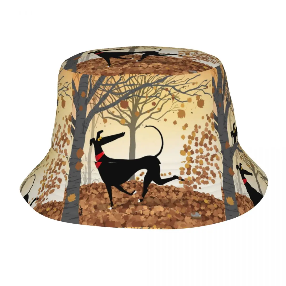 

New Summer Autumn Hound Bucket Hats Greyhound Whippet Lurcher Dog Outdoor Travel Foldable Bob Fishing Fisherman Hats Panama
