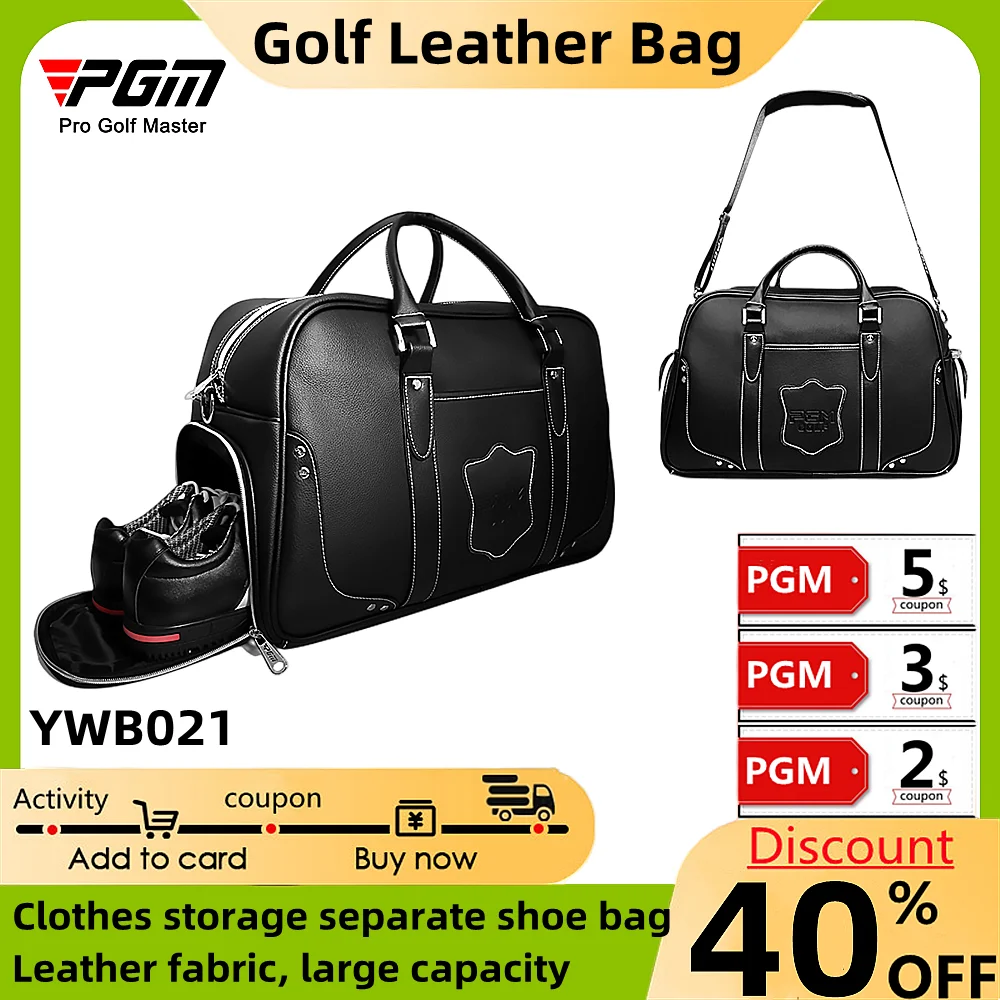 Golf Clothing Bag Men'S Portable Ball Bag Sports Black Leather Independent Shoe Side Bag Large-Capacity Leather Clothing Storage