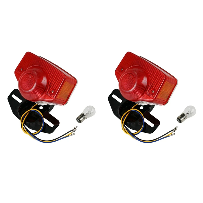 

2X Motorcycle Brake Tail Light Tail Light Assembly With Bulb For Honda CT70 CT90 CT125 XL70 CL70 CL90 Jialing JH70