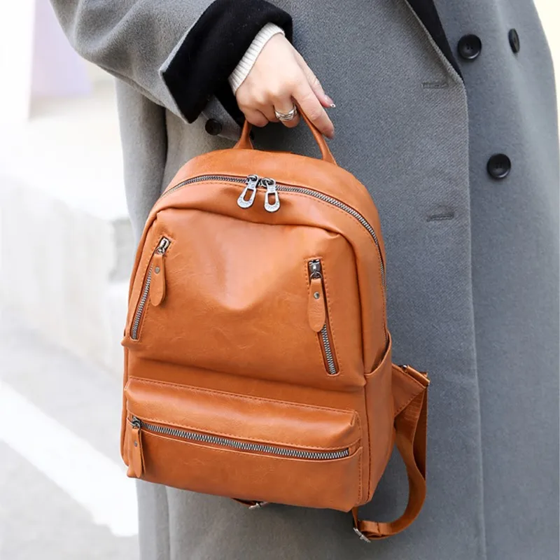 Женский рюкзак женский из искусственной кожи с двойной молнией модная простая