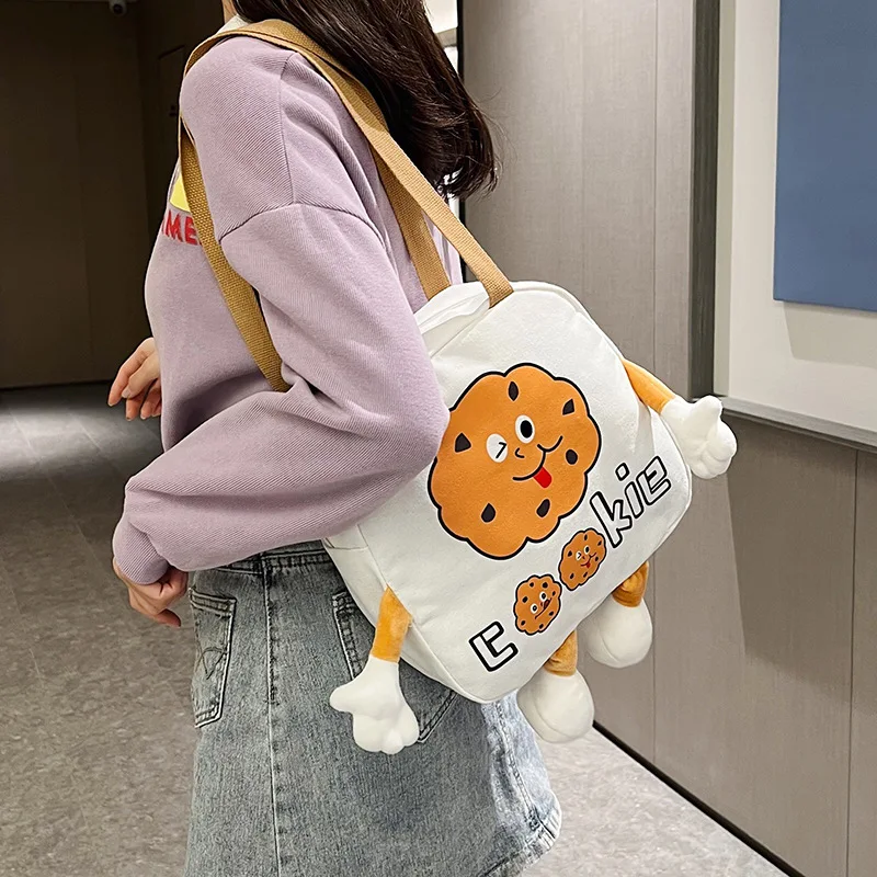 

Women Canvas Shoulder Bags For Youth Casual Child Large Capacity Crossbody Bags Cookie Student Handbags Messenger Bags For Women