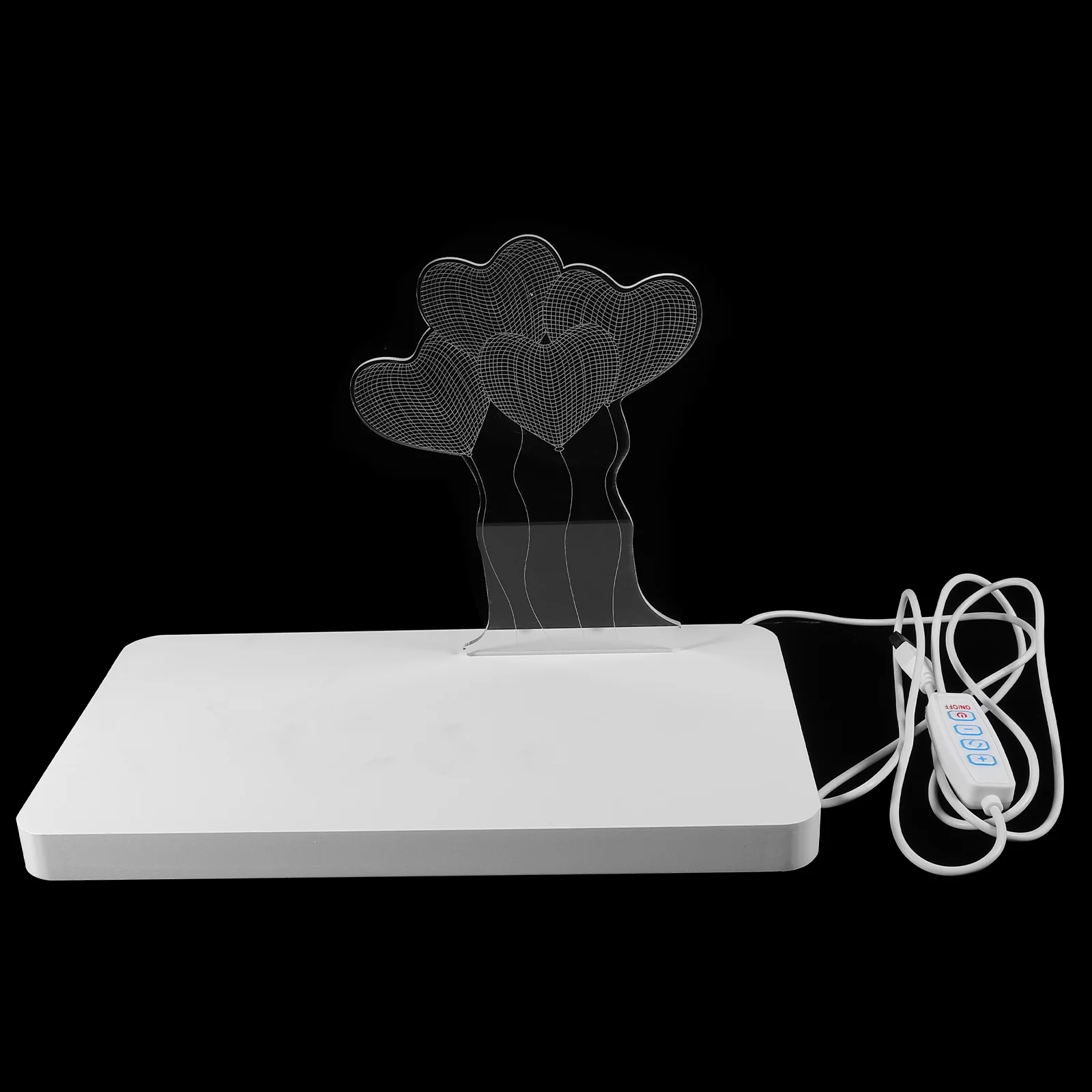 

Three-dimensional Love Night Light Home Decor Wood Heart Balloon Lamp with Base
