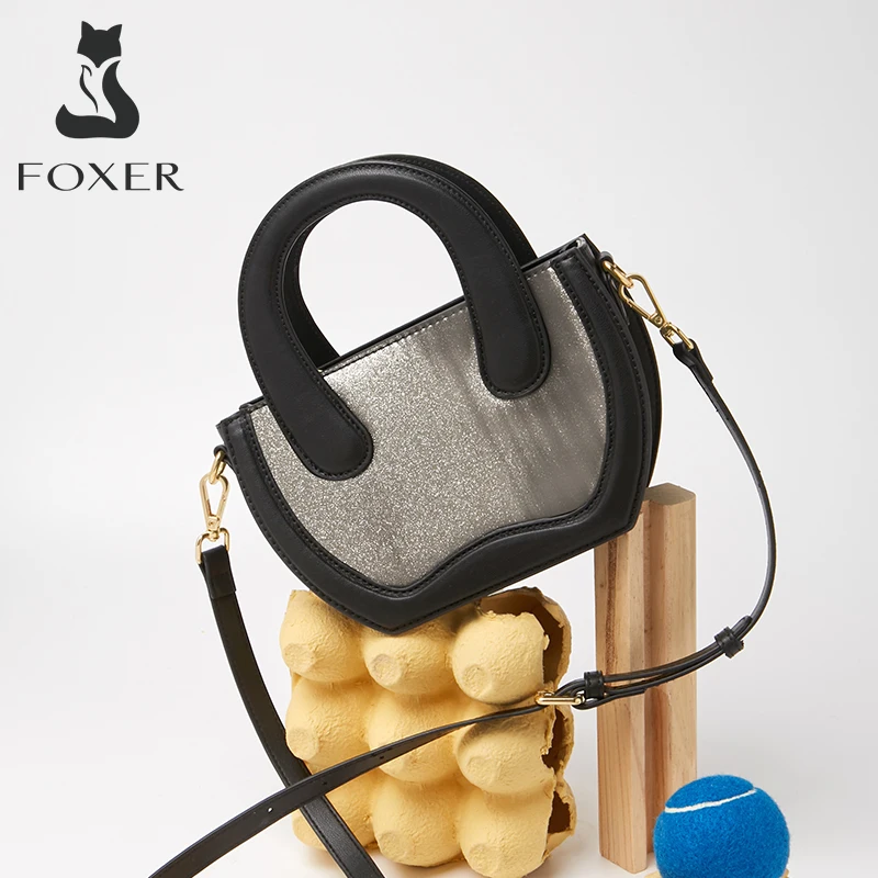 FOXER Female PU Leather Small Handbag Lady Shiny Luxury  Shoulder Crossbody Bag Women Fashion High Quality Present Messenger Bag