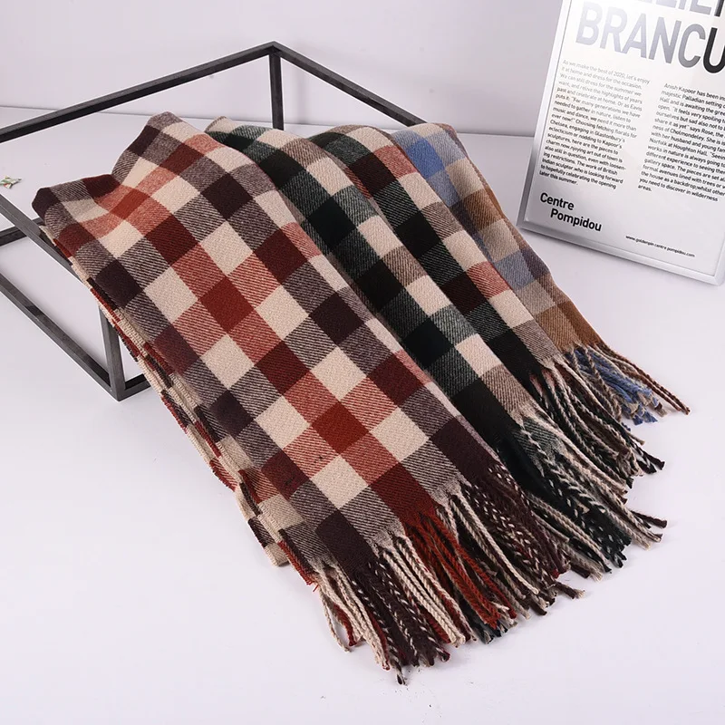 

2022 Luxury Brand Scarf for Women plaid bufandas mujer black Houndstooth warm scarf women winter scarves shawls Blanket Scarf