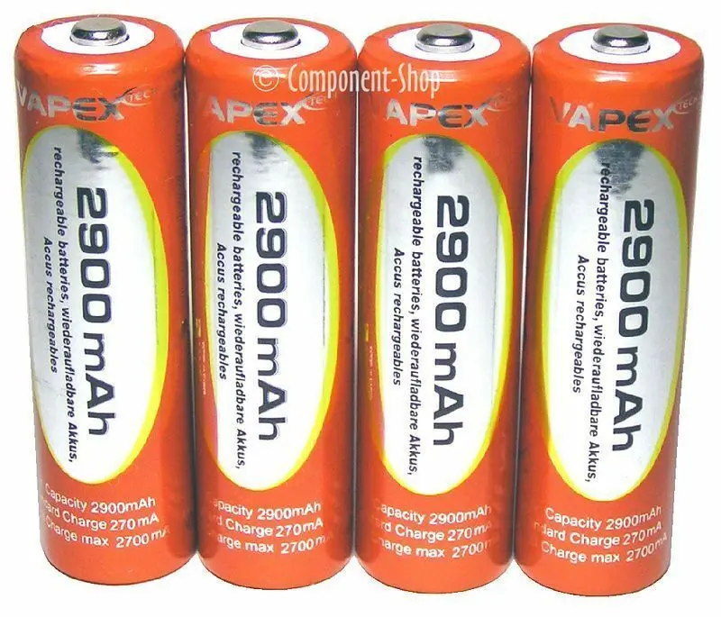 

Vapextech 8 x AA 2900mAh NiMH rechargeable batteries with case
