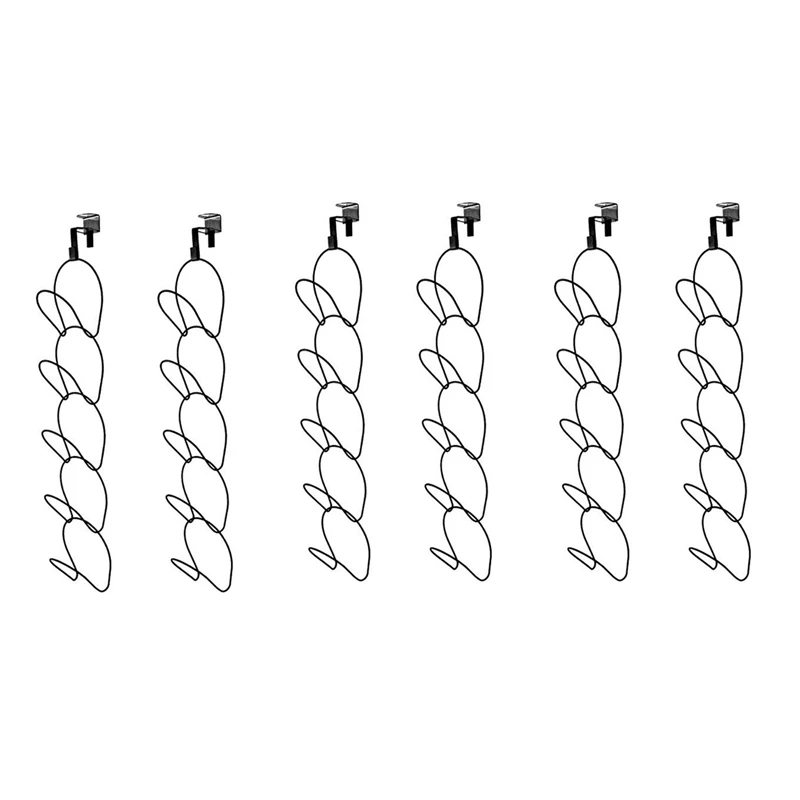 

New Cap Rack 6 Pack - Holds Up To 10 Caps Baseball Cap Holder Ball Caps Display Racks Wall Mount Door Closet Hanging Black