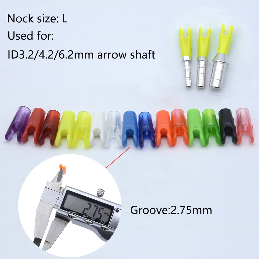 30pcs Archery Arrow Pin Nock Aluminum Pins + Plastic L Nock ends for ID 3.2mm 4.2mm 6.2mm Arrow Shaft