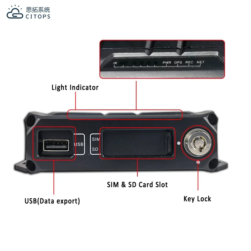 cmsv6 mdvr citops 4-канальный мобильный видеорегистратор 4g грузовик h.264 1*256 ГБ SD-карта 1080p