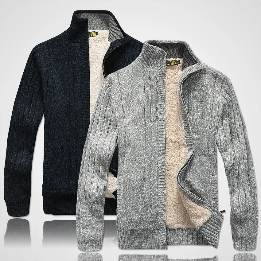 Sweters Winter Vintage Knitted Clothes Thick Fleece Wool Liner Casual Cardigan Sweater For Men Warm Jacket Coat