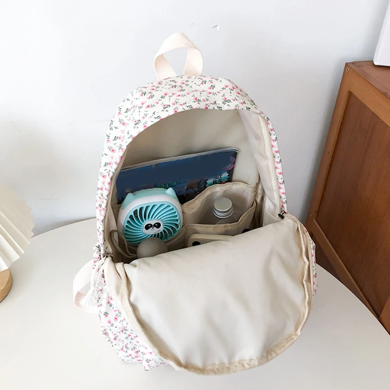 

63HC Medium Nylon Backpacks Lightweight Daypack with Cute Floral Print for Girls