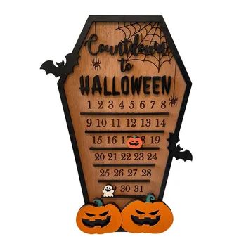 Halloween Advent Calendar Wooden Countdown To Christmas Decor Horror Ornaments Ghost Design For Indoor Home Party Decoration 1