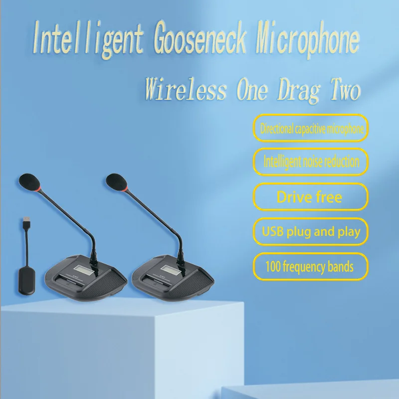 

Dual USB Conference MIC Flex Short Podium Desk Gooseneck Mounting Condenser Dynamic Microphone To Computer For Video Recording