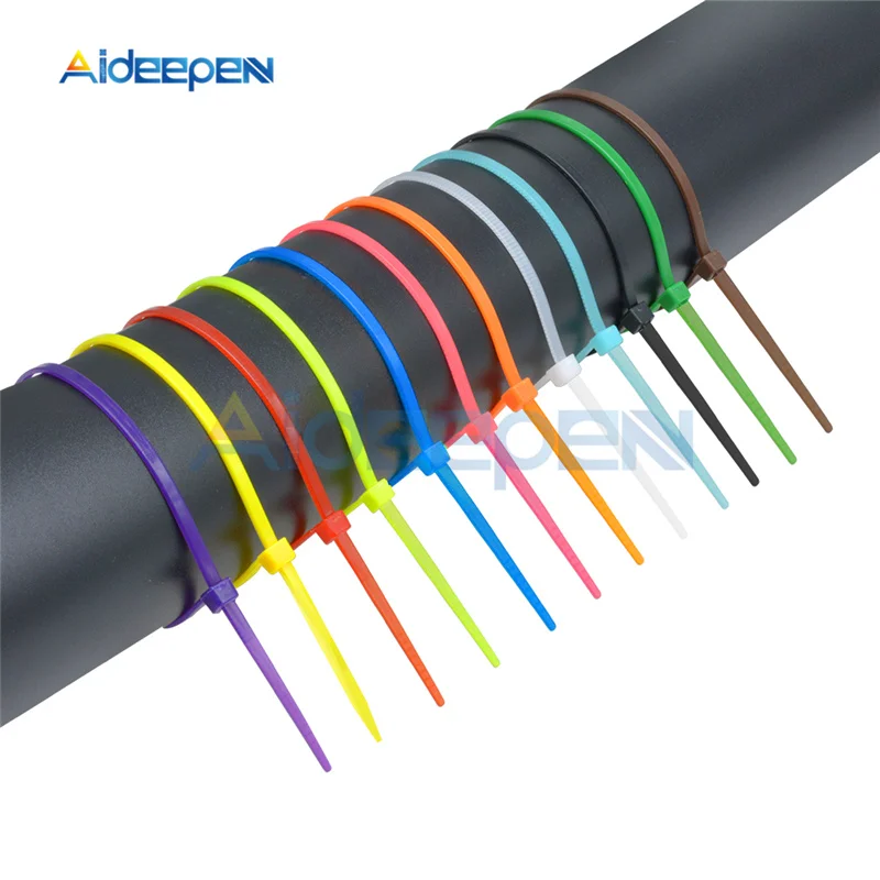 100Pcs/lot 2.5*100mm 12 Color Plastic Non-slip Wire Zip Ties Set 100mm Self-locking Nylon Durable Cable Ties UL Certified
